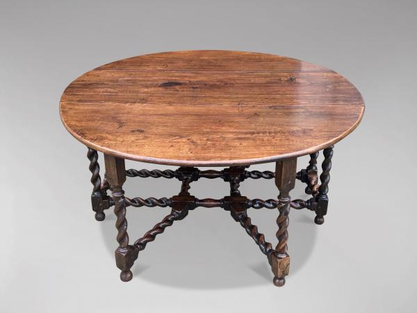 SOLD/17TH CENTURY CHARLES II OAK DOUBLE GATELEG TABLE