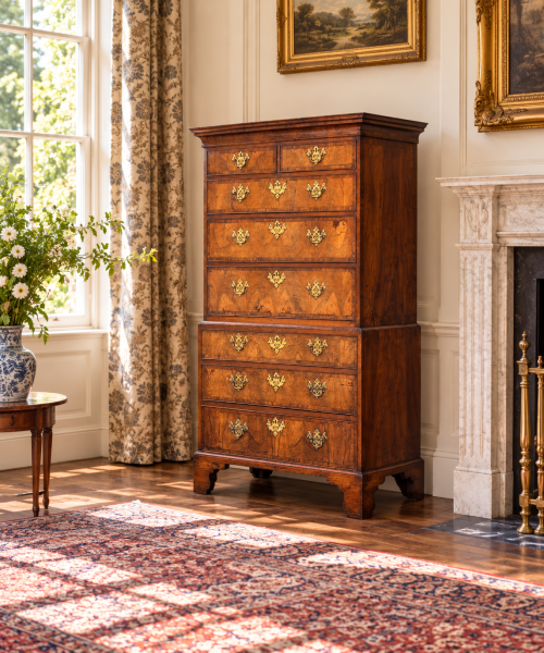 18TH CENTURY GEORGE II PERIOD WALNUT CHEST ON CHEST, C1740
