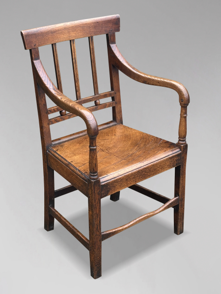 18TH CENTURY GEORGE III PERIOD ELM COUNTRY HOUSE ARMCHAIR, C1790