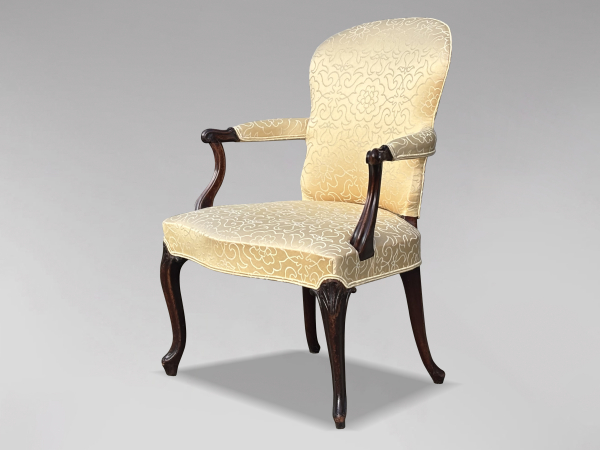 18TH CENTURY GEORGE III PERIOD MAHOGANY BERGÈRE ARMCHAIR