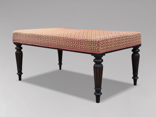 SOLD/18TH CENTURY GEORGE III PERIOD MAHOGANY UPHOLSTERED STOOL