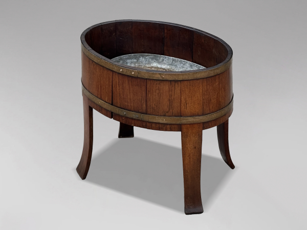 18TH CENTURY GEORGE III WALNUT BRASS-BOUND WINE COOLER, C1790