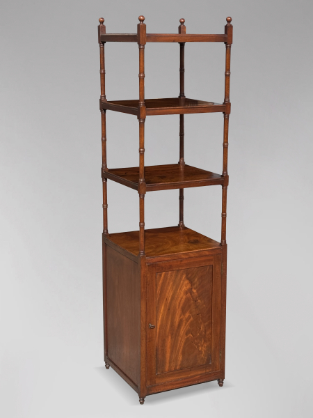 19TH CENTURY GEORGE III MAHOGANY WHATNOT MUSIC STAND, C1800