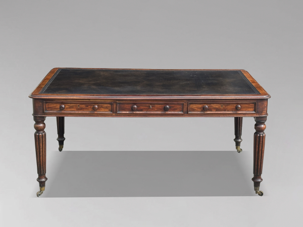 18TH CENTURY MAHOGANY PARTNERS LIBRARY TABLE STAMPED W. PRIEST, C1790