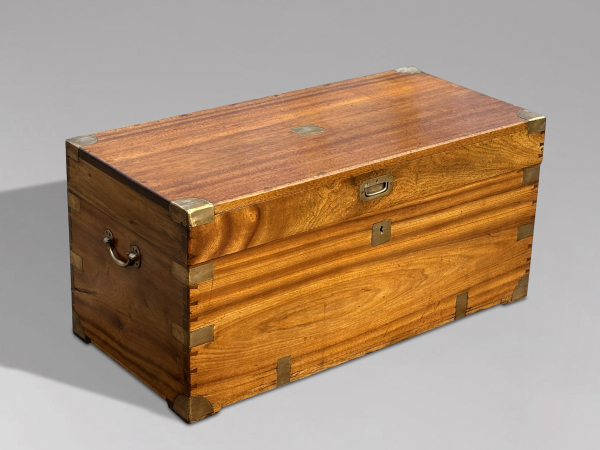 SOLD/19TH CENTURY CAMPHOR WOOD CAMPAIGN TRUNK, C1880