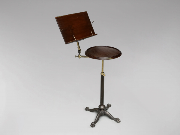 SOLD/19TH CENTURY CAST IRON & MAHOGANY READING STAND