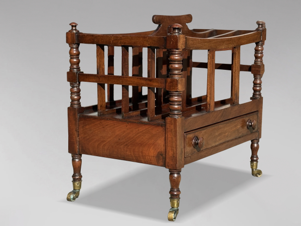 19TH CENTURY GEORGE III PERIOD MAHOGANY CANTERBURY, C1800