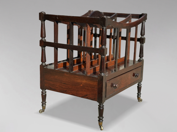 19TH CENTURY GEORGE III PERIOD ROSEWOOD CANTERBURY, C1820