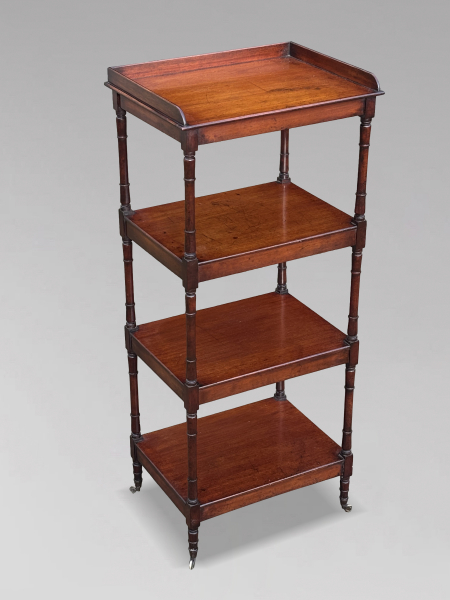 19TH CENTURY GEORGE IV MAHOGANY WHATNOT MUSIC STAND, C1820