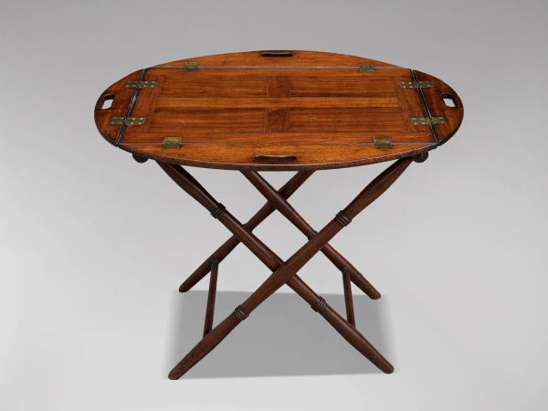 SOLD/19TH CENTURY GEORGIAN MAHOGANY FOLDING BUTLER'S TRAY ON STAN