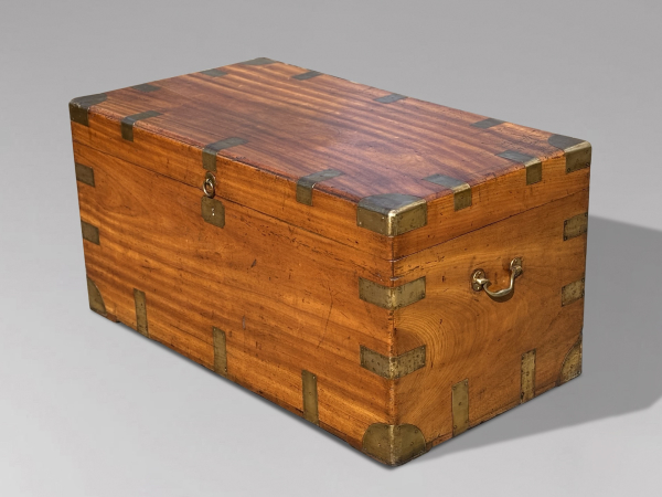 19TH CENTURY LARGE CAMPHOR WOOD CAMPAIGN TRUNK, C1880