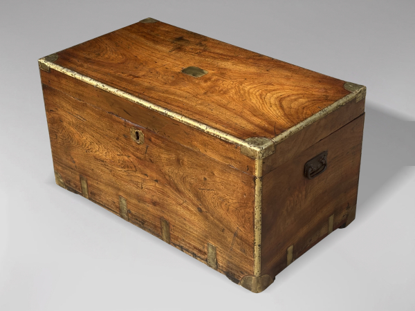 19TH CENTURY LARGE CAMPHOR WOOD CAMPAIGN TRUNK, C1880