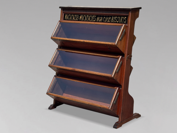 19TH CENTURY MAHOGANY MACKENZIE'S BISCUITS DISPLAY CABINET, C1880