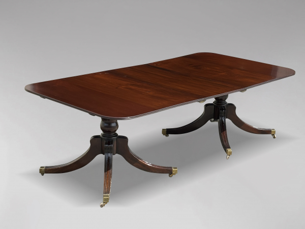 19TH CENTURY MAHOGANY TWIN PEDESTAL DINING TABLE, C1820