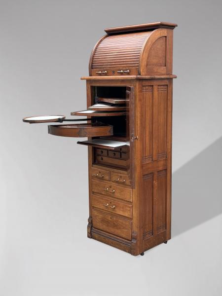 SOLD/19TH CENTURY OAK DENTAL CABINET BY HARVARD & CO
