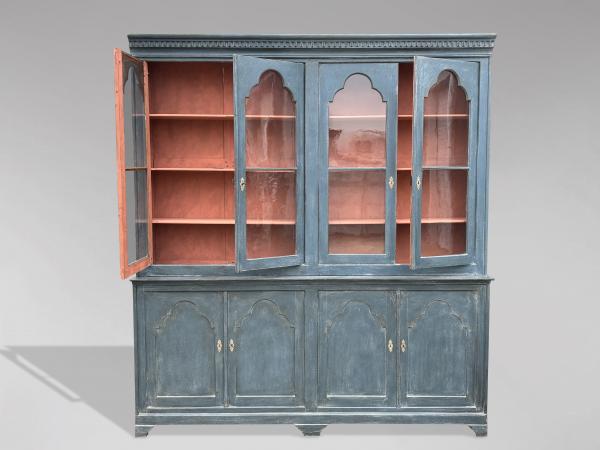 SOLD/19TH CENTURY PAINTED 4 DOOR CABINET BOOKCASE