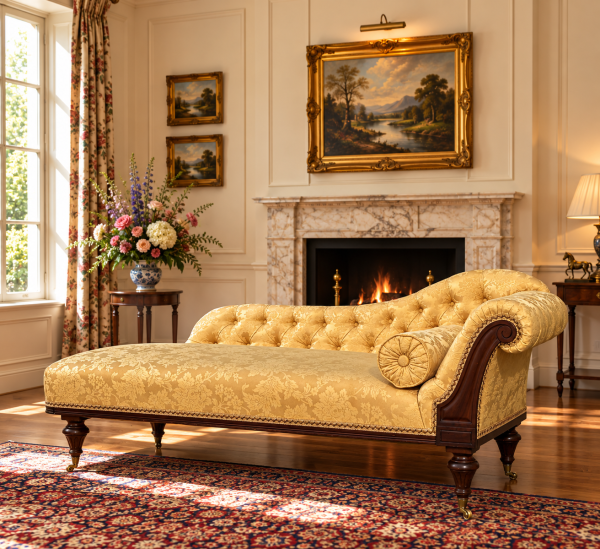 19TH CENTURY REGENCY PERIOD MAHOGANY CHAISE LONGUE, C1820