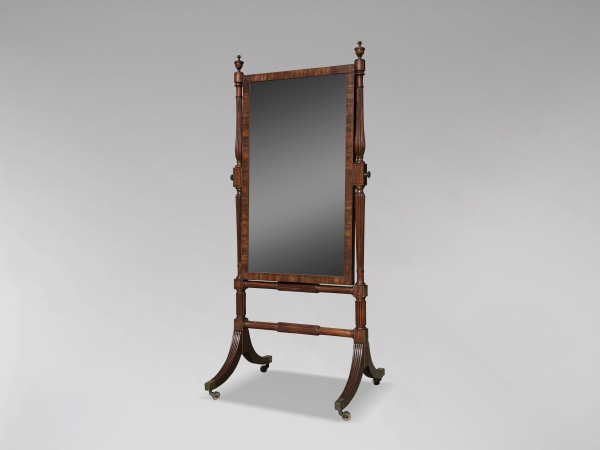 SOLD/19TH CENTURY REGENCY PERIOD MAHOGANY CHEVAL MIRROR