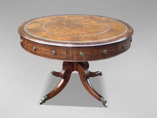 19TH CENTURY REGENCY PERIOD MAHOGANY DRUM TABLE, C1825