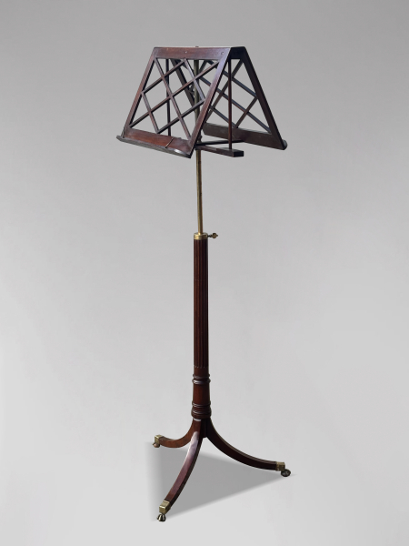 19TH CENTURY REGENCY PERIOD MAHOGANY DUET MUSIC STAND, C1800