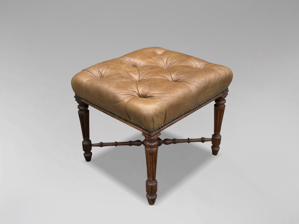 19TH CENTURY REGENCY PERIOD ROSEWOOD LEATHER STOOL, C1825