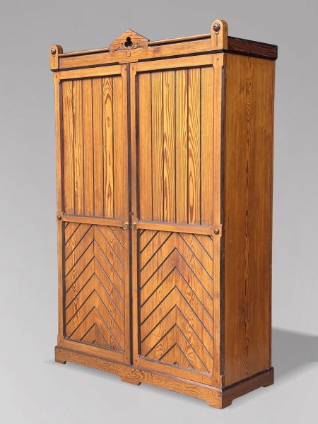 19TH CENTURY SCOTTISH ARTS & CRAFTS PINE WARDROBE, C1890