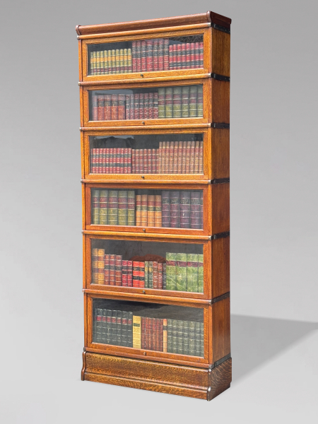 19TH CENTURY TALL OAK GLOBE WERNICKE BOOKCASE, C1890