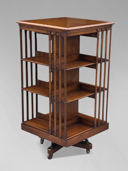 SOLD/19TH CENTURY TALL WALNUT REVOLVING BOOKCASE