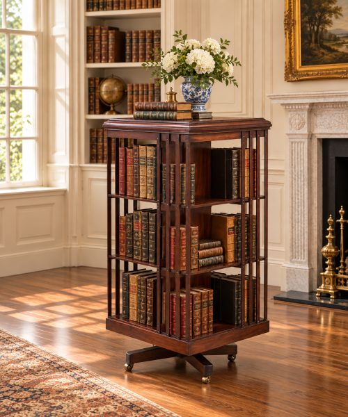 19TH CENTURY VICTORIAN MAHOGANY REVOLVING BOOKCASE, C1880