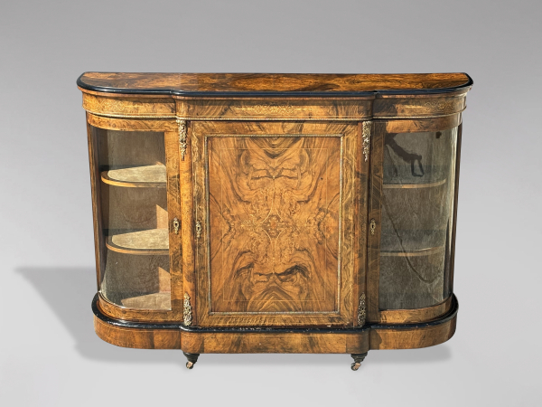 SOLD/19TH CENTURY VICTORIAN PERIOD BURR WALNUT CREDENZA