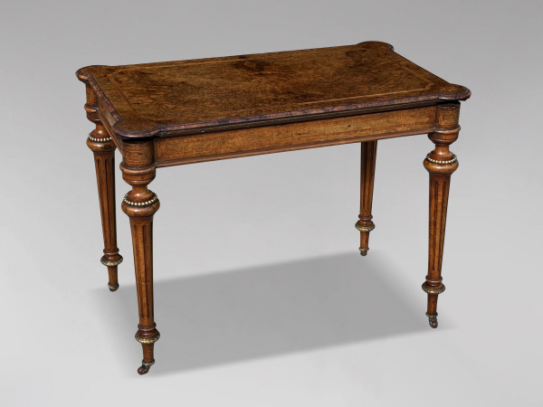 SOLD/19TH CENTURY VICTORIAN PERIOD BURR WALNUT INLAID CARD TABLE