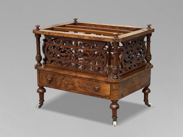 19TH CENTURY VICTORIAN PERIOD WALNUT CANTERBURY, C1850