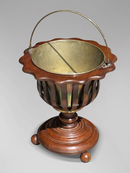SOLD/19TH CENTURY WALNUT VASE SHAPED JARDINIÈRE OR WINE COOLER, C1880