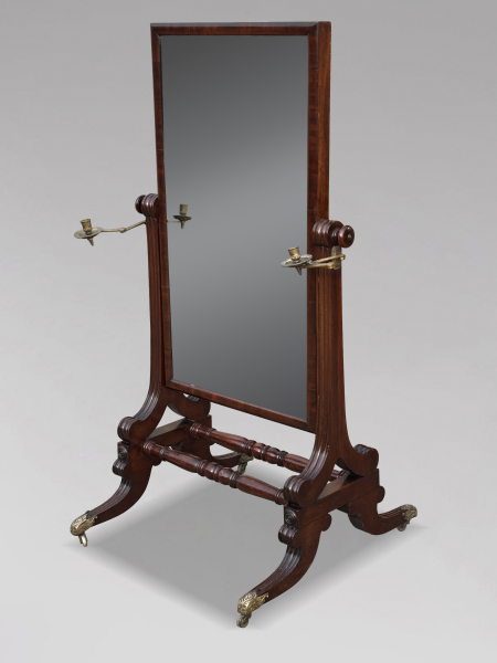 19TH CENTURY WILLIAM IV MAHOGANY CHEVAL MIRROR, C1830