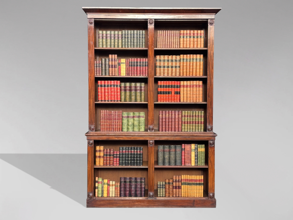 19TH CENTURY WILLIAM IV MAHOGANY LIBRARY OPEN BOOKCASE, C1830