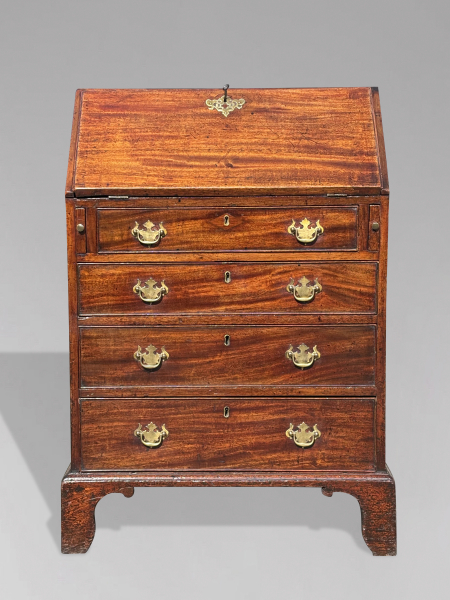 DIMINUTIVE 18TH CENTURY GEORGE III MAHOGANY BUREAU, C1780