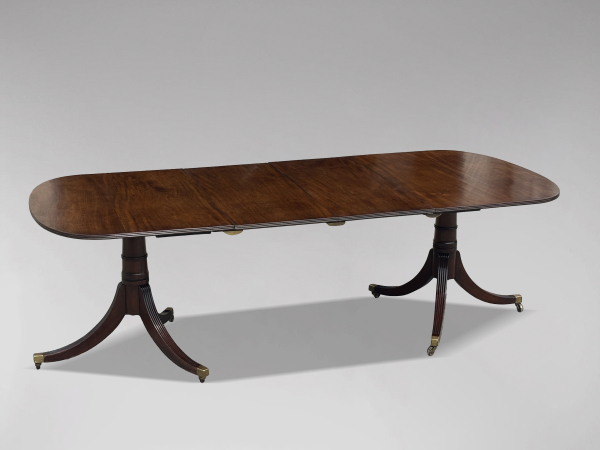 SOLD/EARLY 19TH CENTURY GEORGIAN MAHOGANY TWIN PEDESTAL DINING TABLE, 