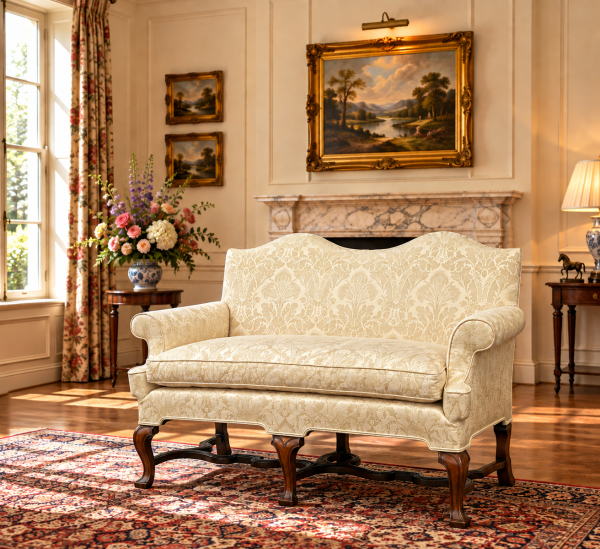 EDWARDIAN PERIOD QUEEN ANNE STYLE CARVED WALNUT SETTEE, C1900