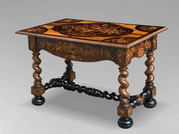 SOLD/EARLY 19TH CENTURY DUTCH MARQUETRY INLAID CENTRE TABLE