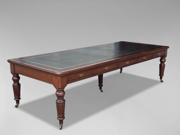SOLD/IMPRESSIVE 19TH CENTURY VICTORIAN MAHOGANY WRITING TABLE, C1860