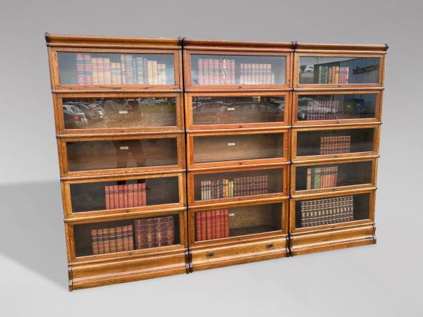 SOLD/LARGE SET OF 3 OAK ANTIQUE GLOBE WERNICKE BOOKCASES