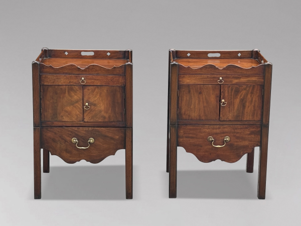 PAIR OF 18TH CENTURY GEORGE III MAHOGANY BEDSIDE CABINETS, C1760