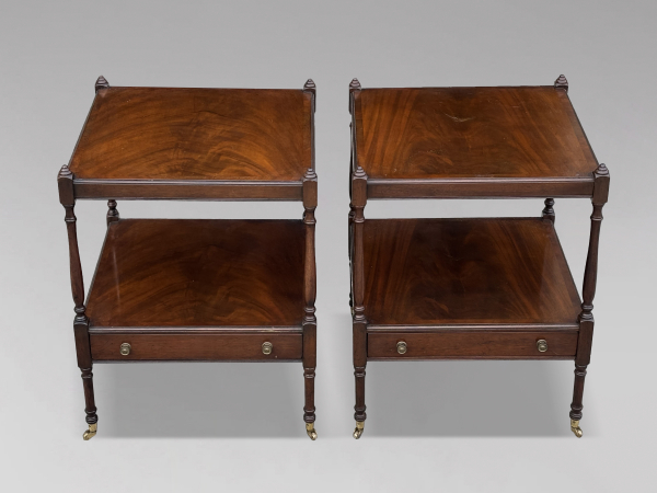SOLD/PAIR OF EDWARDIAN PERIOD MAHOGANY SIDE TABLES