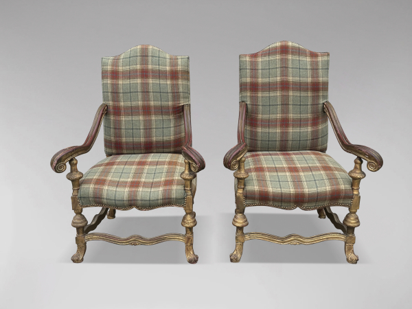 PAIR OF LARGE 19TH CENTURY FRENCH GILTWOOD THRONE ARMCHAIRS, C1880