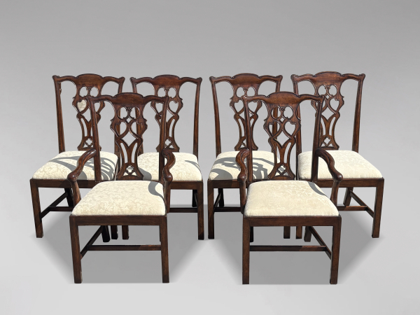 SET OF 6 MAHOGANY EDWARDIAN CHIPPENDALE DINING CHAIRS, C1910