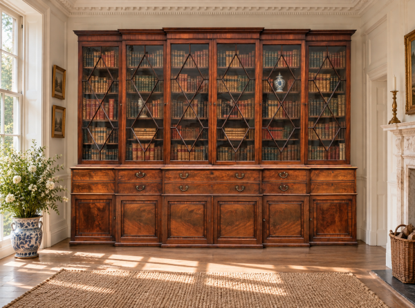 SOLD/18TH CENTURY GEORGE III LIBRARY BOOKCASE BY GILLOWS OF LANCASTER