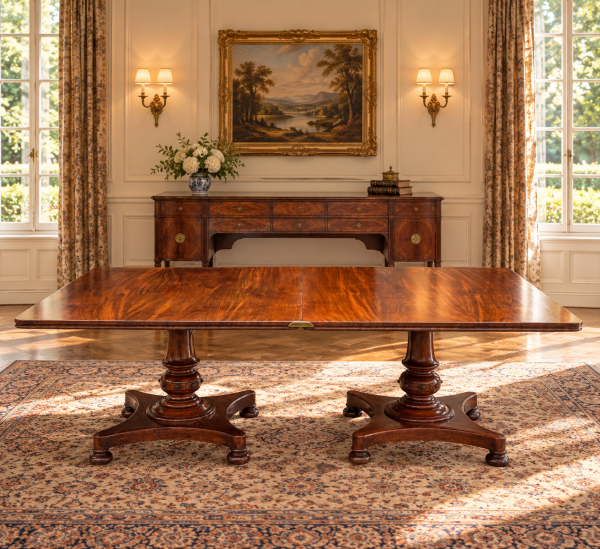 SOLD/EXCEPTIONAL 19TH CENTURY WILLIAM IV MAHOGANY DINING TABLE