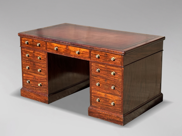 19TH CENTURY MAHOGANY PARTNERS DESK BY HOLLAND & SONS, C1800