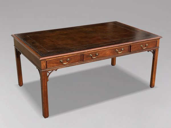 SOLD/WILLIAM TILLMAN GEORGE III STYLE MAHOGANY PARTNERS WRITING TABLE